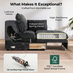 CHIC HOUSE 104" Electric Extendable Sofa Bed with Triple Motor, Convertible Smart Power Reclining Sleeper Sofa Deep Seat 3-Seat Couch with Solid Wood Frame in Velvet, Black