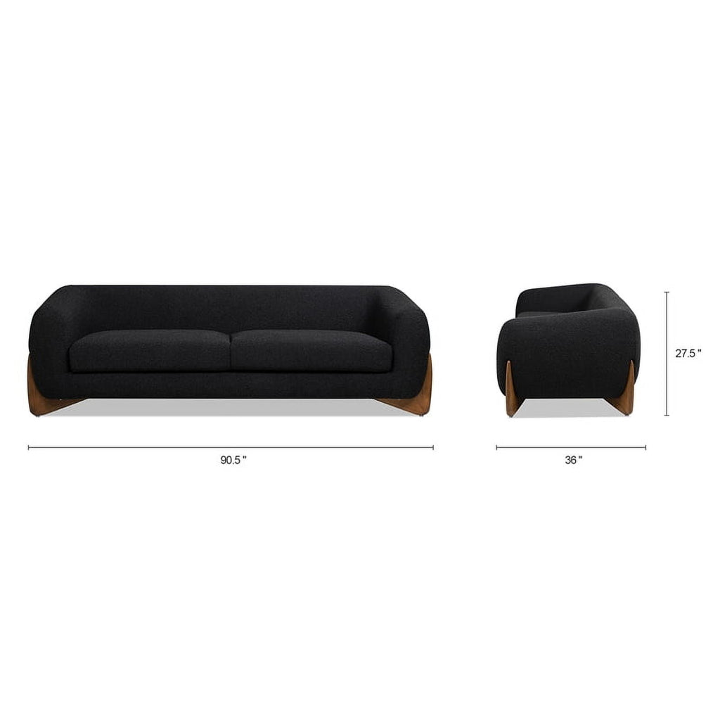 Alpine 90" Sherpa Sofa Ebony Black Boucle