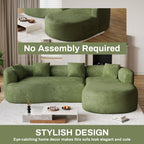 Wiilayok 110" Chenille L Shaped Sectional Sofa,Curved Sofa Couch with Right Chaise,Cloud Compression Deep Seat Sofa Couches for Living Room,No Assembly,Green