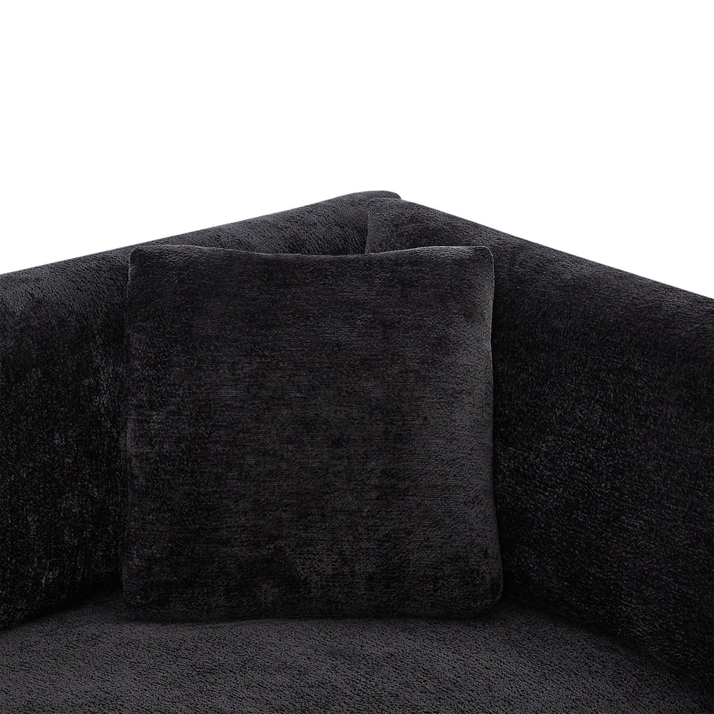 Christopher Knight Home 83.5" Modern 3-Seater Sofa with Flared Arms and Pillows, Chenille Upholstery, Black
