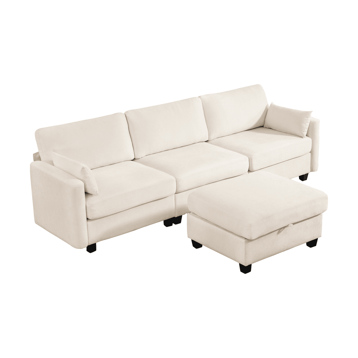 109" Modular L-Shaped Sectional Sofa, Convertible 4-Seat Sleeper Couch with Storage Ottoman, Movable Ottomans, Oversized Deep Seat for Living Room Apartment