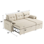 VANACC Sectional Sofa Bed with Storage and Soft Seat ,Reversible Pull Out Couch for Living Room,Beige
