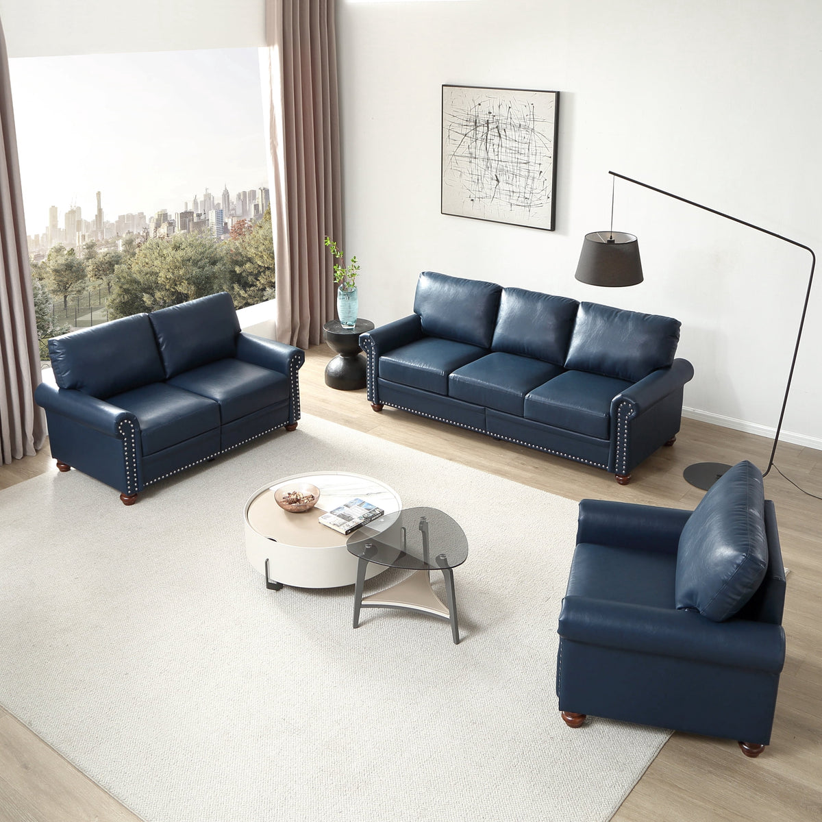 SOLIA 3-Seat Modular Sectional Sofa Couch Faux Leather