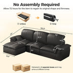 Patbrela Sectional Sofa, 110" L-Shaped Deep Seat Couch, Modular Sofa with Back Cushion for Living Room, PU Leather Boneless Sofa, No Assembly Required, Black