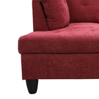 Hommoo Modern Flannel L-Shaped Sectional Couch Sofa, Living Room Furniture Sets Sectional Couches and Sofas, Red(No Ottoman)