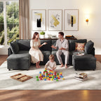  126" Modular Sectional Sofa with Storage, U-Shaped Modern Sleeper Sofa Couch with Movable Ottomans for Living Room, Office, Dark Gray