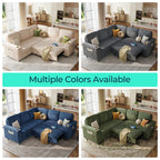  L Shaped Sectional Couches for Living Room, Sleeper Sofa Bed with Storage Seat, Pull Out Couch Bed with Cup Holder, Dark Gray