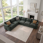 Oversized Modular Sectional Sofa,L Shape 6-Seat Cloud Couch,Comfy Chenille Deep Seat Sofa for Living Room, Apartment,Green