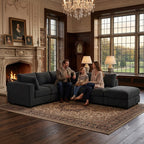  Cloud Couch Modular Sectional Sofa 6 Seat 122" L Shaped Reversible Convertible Couch, Corduroy Thick Cushion with Movable Ottomans, Washable Removable Cover for Living Room,Black