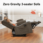 MCombo 3 Seater Zero Gravity Power Reclining Sofa for Living Room, Fabric, Dark Brown