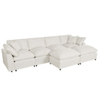Harper & Bright Designs Convertible Modular Sectional Sofa with 2 Removable Ottomans & Pillows, Large U Shape Cloud Couch with Reversible Chaise for Living Room, Beige
