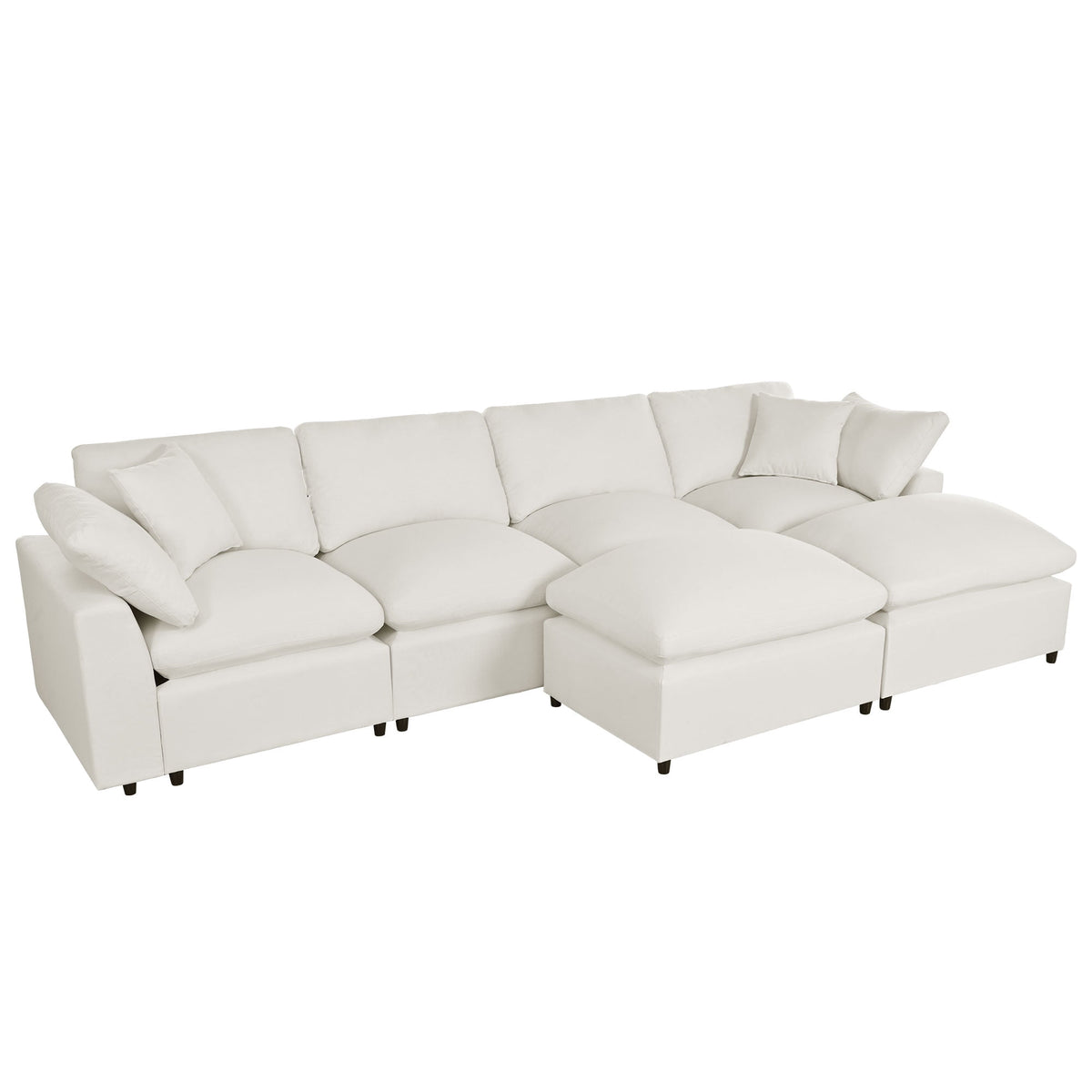Harper & Bright Designs Convertible Modular Sectional Sofa with 2 Removable Ottomans & Pillows, Large U Shape Cloud Couch with Reversible Chaise for Living Room, Beige