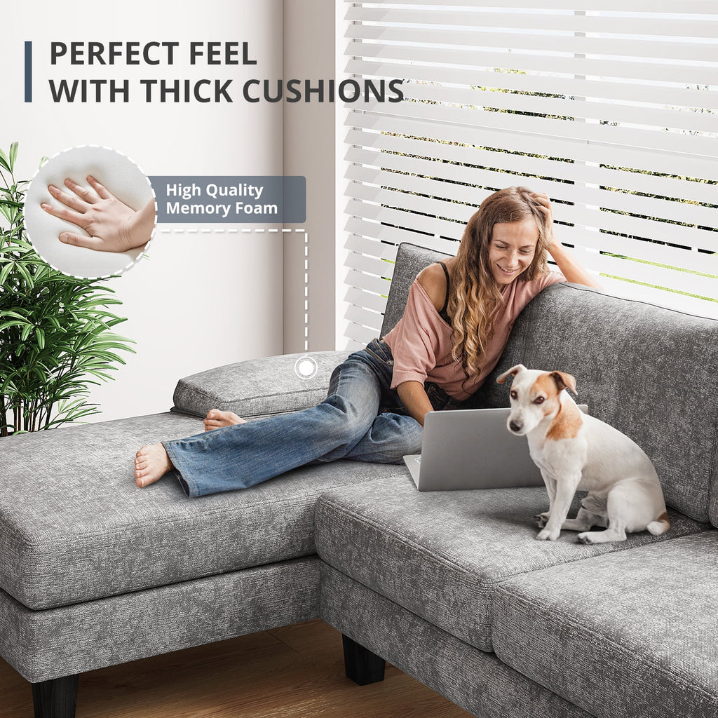  Chenille U Shaped Sectional Sofa, Gray