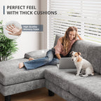  Chenille U Shaped Sectional Sofa, Gray