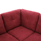 Hommoo Modern Flannel L-Shaped Sectional Couch Sofa, Living Room Furniture Sets Sectional Couches and Sofas, Red(No Ottoman)