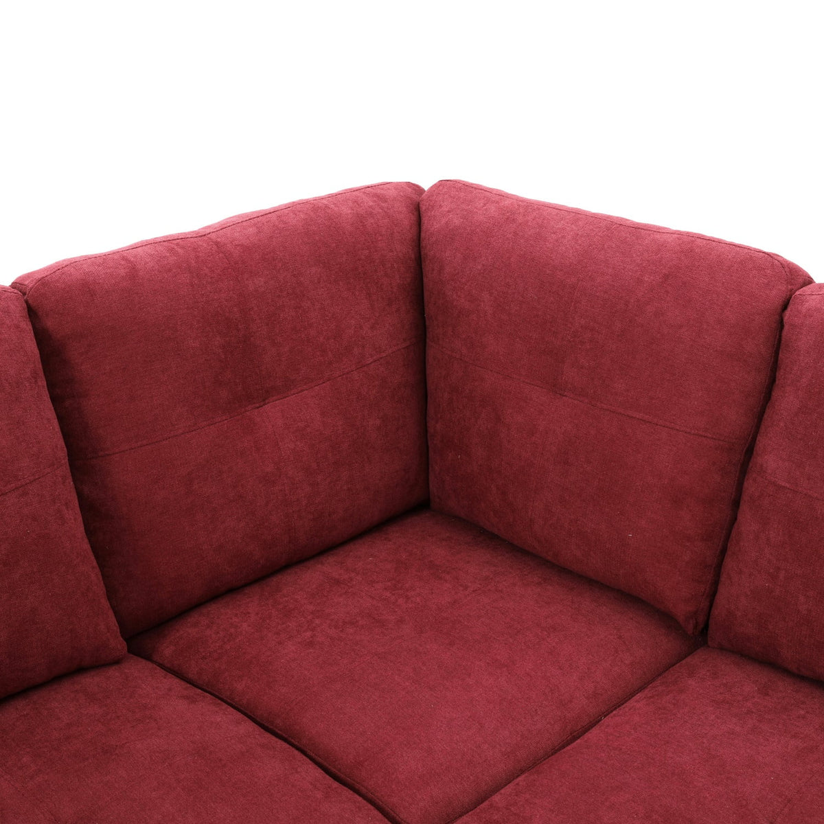 Hommoo Modern Flannel L-Shaped Sectional Couch Sofa, Living Room Furniture Sets Sectional Couches and Sofas, Red(No Ottoman)