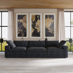 Sdorens Free Convertible Sectional Sofa Modular Couch,Modern Linen Fabric Sofa for Living Room,Apartment and Small Space,3-Seat Sofa,Black