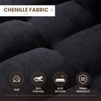 Muumblus Convertible Sofa Bed, Sectional Sleeper Sofa with Storage Chaise, L-Shaped Couch for Living Room, Black Chenille