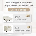 Amsleekey 111.5" U-Shaped Modular Sectional Sofa, Modern Chenille Cloud Couch with 2 Ottomans, Comfy Deep Seat Living Room Furniture, Beige