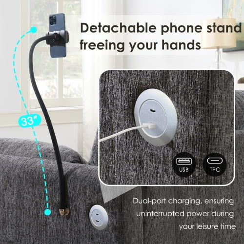 EPOWP L-Shaped Modular Sectional Sofa, Chenille Cloud Couch with Storage Ottoman, USB Charging Ports & Adjustable Phone Holder, 96.5" Deep Seat Comfy Couch for Apartment, Living Room, Office