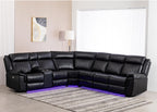 GOOEEN 6-Seater Electric Recliner Sofa Modern Faux Leather Living Room Set Black