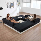 Timbernest 106" Oversized L-Shaped Cloud Couch, Convertible Sleeper Sofa, Folding Corduroy Sofa Bed for Living Room, Black