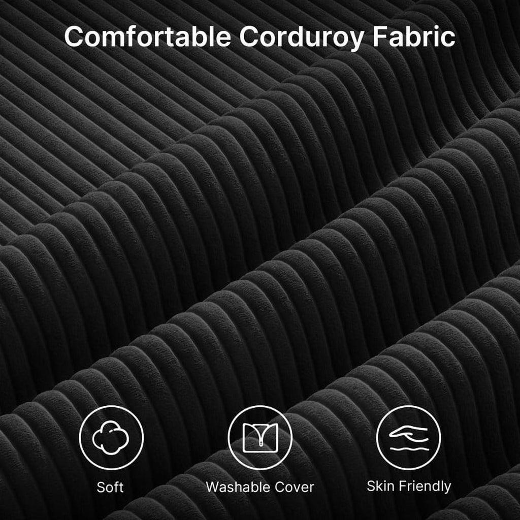  Cloud Like Comfort Sofa,Double?Layer High?Resilience Memory Foam Cushion,Removable Zippered Cover with 2 Pillows for Living Room, Bedroom, Apartment & Small Family,Black