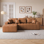  108" Sectional Sofa, Modular Sectional Couch with Right Chaise, Deep Seat Faux Leather Cloud Sofa for Living Room