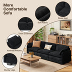  Cloud Like Comfort Sofa,Double?Layer High?Resilience Memory Foam Cushion,Removable Zippered Cover with 2 Pillows for Living Room, Bedroom, Apartment & Small Family,Black