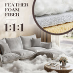 Goosea 106'' Oversized Down Blend Sofa, Cushions Filled with a Feather Blend , Modern Comfort Sofa for Living Room, Grey