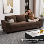 BLAZANT 90 Inch Sofa Couch, 3 Seater Couches with Deep Seats, Modern 3-Seat Sofa for Living Room Apartment Lounge, Detachable Sofa Cover, Brown