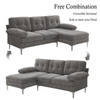 INGALIK Convertible Sectional Sofa Couch, L-Shaped Couch with Reversible Chaise Lounge, Chenille Fabric Modern Sofa for Living Room, Apartment, Office, 3 Seats, Gray