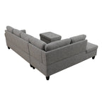 MAYEERTY 97.5" Linen Sectional Sofa, 2-Piece Modular Couch Sofa Set without Ottoman, Grey (Left)