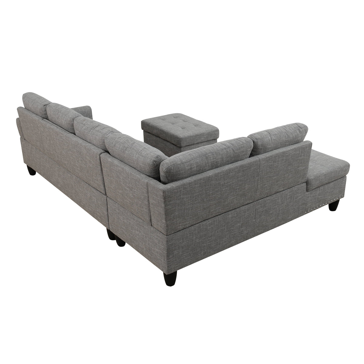 MAYEERTY 97.5" Linen Sectional Sofa, 2-Piece Modular Couch Sofa Set without Ottoman, Grey (Left)