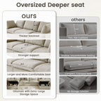 The Magic Home 118" Sofa Couch, Cloud Modular Sectional Sofa with Removable Storage Ottoman, L Shaped Linen Modern Comfy for Living Room, Apartment, Office, DIY Combination, 3 Seater Khaki Couch
