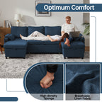 Sectional Couches Sofas Sleeper Bed U shape with Storage for Living Room Family Rooms Blue