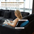  135.5" Sectional Couch, Black U Shaped Sofa for Living Room, Boneless Cloud Couch with Chaise,6-Seater, Corduroy Fabric, Freely Configurable Layout