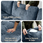 Advwin Oversized Modular Sectional Sofa, 8 Seat Plush Chenille Couch with Storage Ottomans & Thick Cushions, Modern Comfy Convertible L Shaped Sleeper Sofa Bed for Living Room, Blue