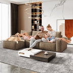 175" Oversized Boneless Couch for Living Room, Modern Modular Sectional, Convertible, U Shaped, Deep Seat, Big Comfy Sofa Set with Ottoman,Brown