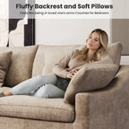 The Magic Home Modular Sofa & Sectional Sofa - L Shaped Deep Seat Cloud Couch in Soft Linen Blend Fabric,Perfect for Apartment & Small Space Living,3-seat Sofa with Ottoman,Khaki Couch