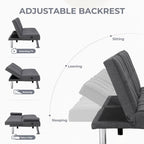  Futon Sofa Bed, 3 Piece Foldable Versatile Guest Couch with Cup Holders & USB Charging Port for Living Room,Gray