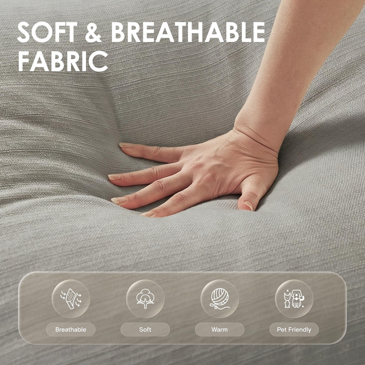 Vorthio 81.9" Oversized Loveseat Cloud Couch with Ottoman, Deep Wide Seat Slipcovered Sofa, Rolled Arms, Washable Fabric, Easy Assembly, Grey