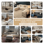  111.5'' Modular Sectional Sofa with Movable Ottoman, L Shaped Cloud Couch for Living Room, 3-Seat, Beige