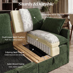 Hombryzy 103" Deep Seat Sectional Sofa with Storage, L Shaped Cloud Couch with Movable Ottomans for Living Room,Green