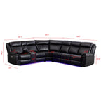 GOOEEN 6-Seater Electric Recliner Sofa Modern Faux Leather Living Room Set Black