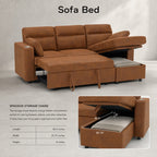 82.5" L-Shaped Convertible Sleeper Sofa, Pull-Out Sectional Sofa Bed with Storage Chaise, Cup Holders & 2 Lumbar Pillows, Modern Sofa Couch for Living Room, Apartment
