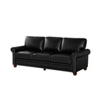Classic Faux Leather Sofa, 3 Seaters Upholstered Couch with Nailhead Trim and Removable Cushions for Living Room Office Apartment