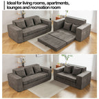 Vicluke Convertible Memory Foam 3-seat Sofa & Loveseat, Pull Out Sleeper Sofa Bed, 2 in 1 Folding Couch Bed, Fold Out Floor Couch Corduroy Fabric with Pillows for Living Room Bedroom Lounge(Grey)