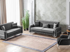 Ottomanson 87" Convertible Sofa Couch for Living Room, Microfiber Modern Sofa Bed with Storage, Gray