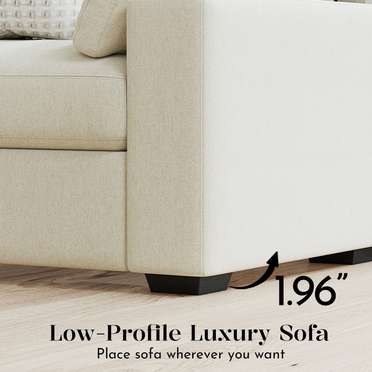 Hombryzy 146" Modular Sectional Sofa with Movable Ottoman, U-Shaped Deep Seat Cloud Couch for the Living Room, 6-Seat, Beige